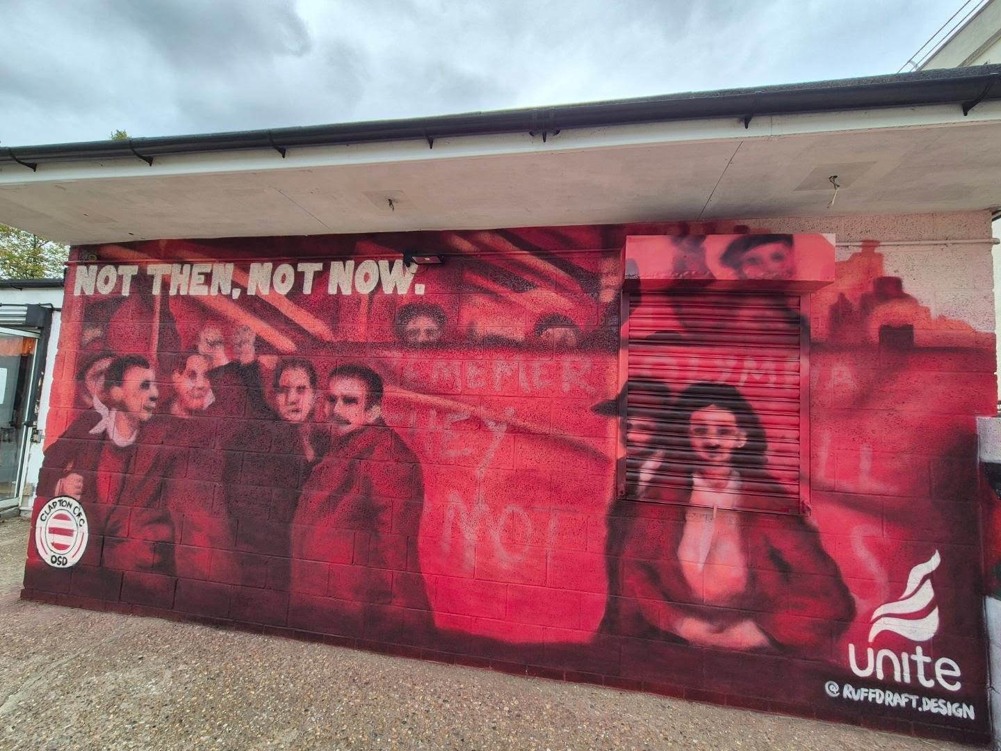 New mural at the Old Spotted Dog Ground to mark Cable Street 90th anniversary